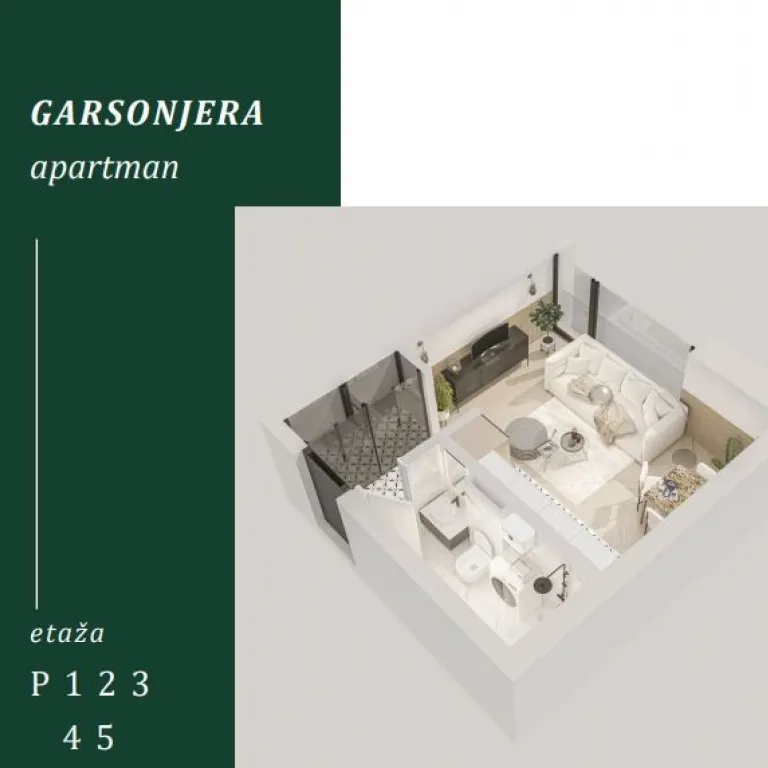 Plan garsonjere od  23m2