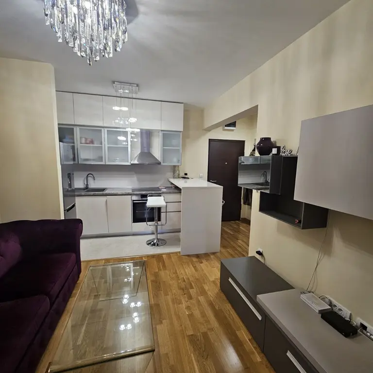 Dnevni boravak  sa kuhinjom  posmatrano sa terase