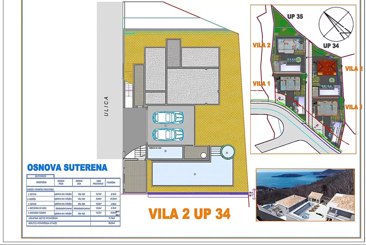 Osnova suterena vila 2 UP 34