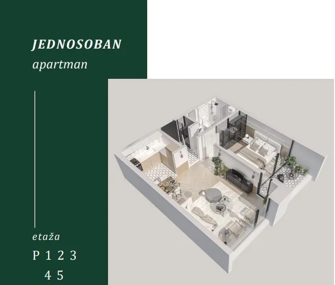 Plan jednosobnog stana od  49m2