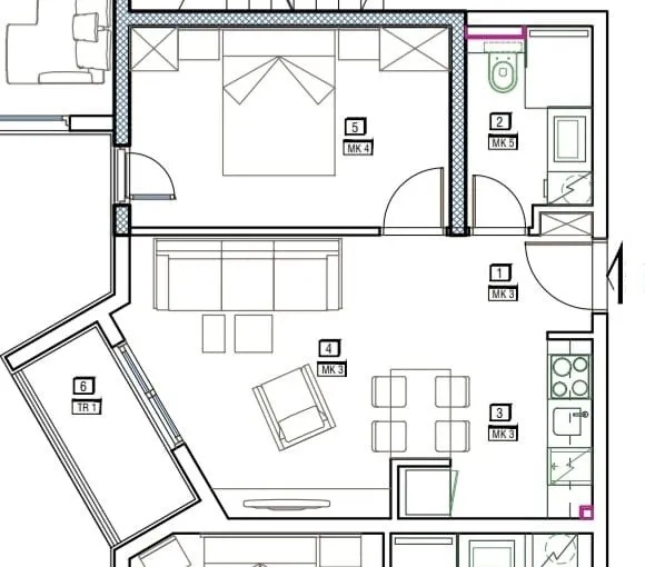 Skica stana povrsine 41m2