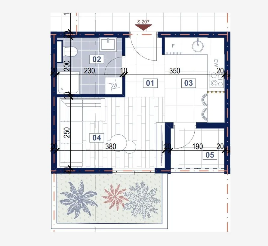 Plan studija povrsine 25m2 