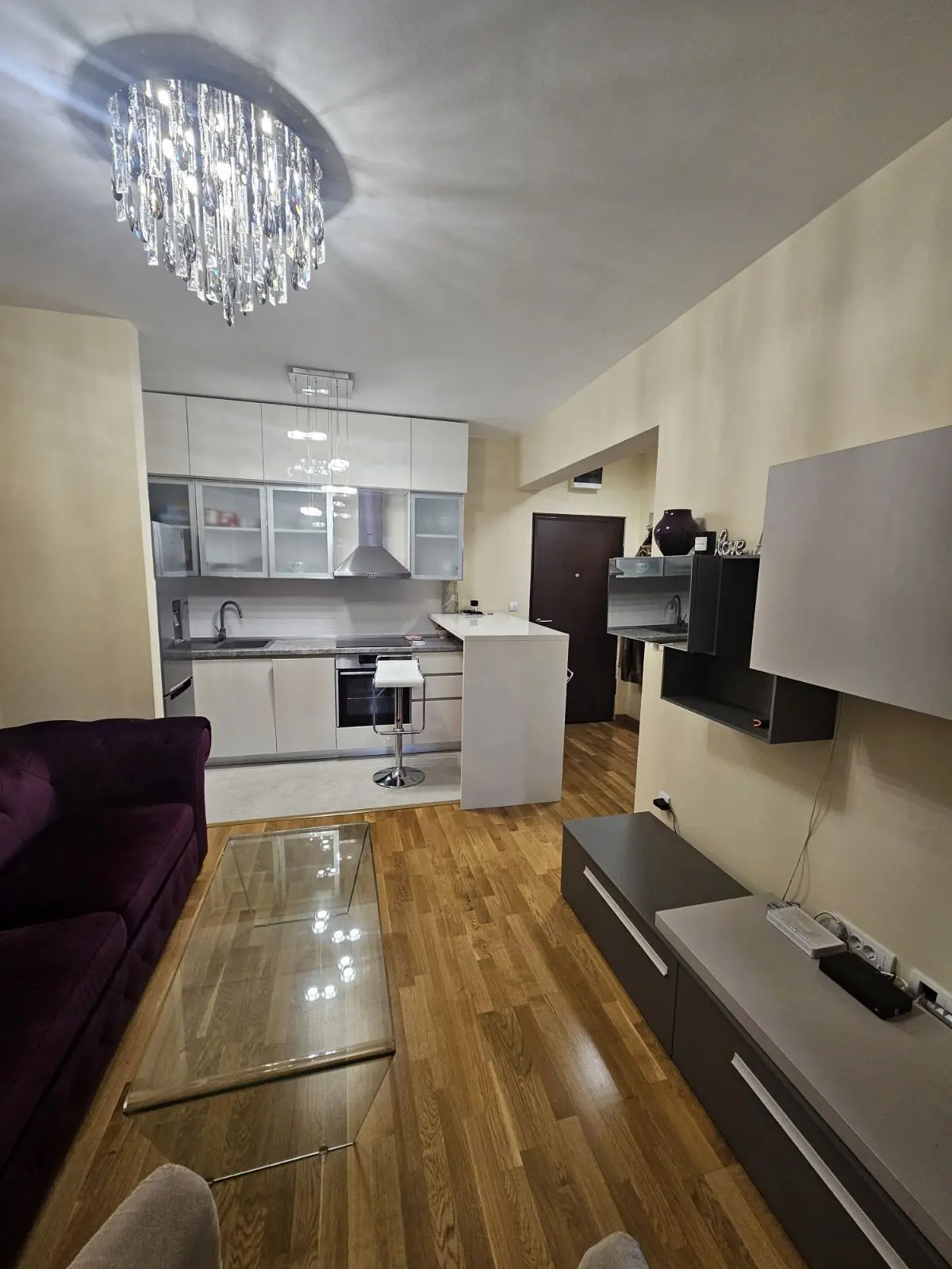 Dnevni boravak  sa kuhinjom  posmatrano sa terase