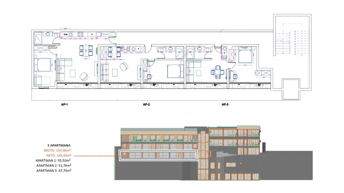 Skica apartmana na medjuspratu